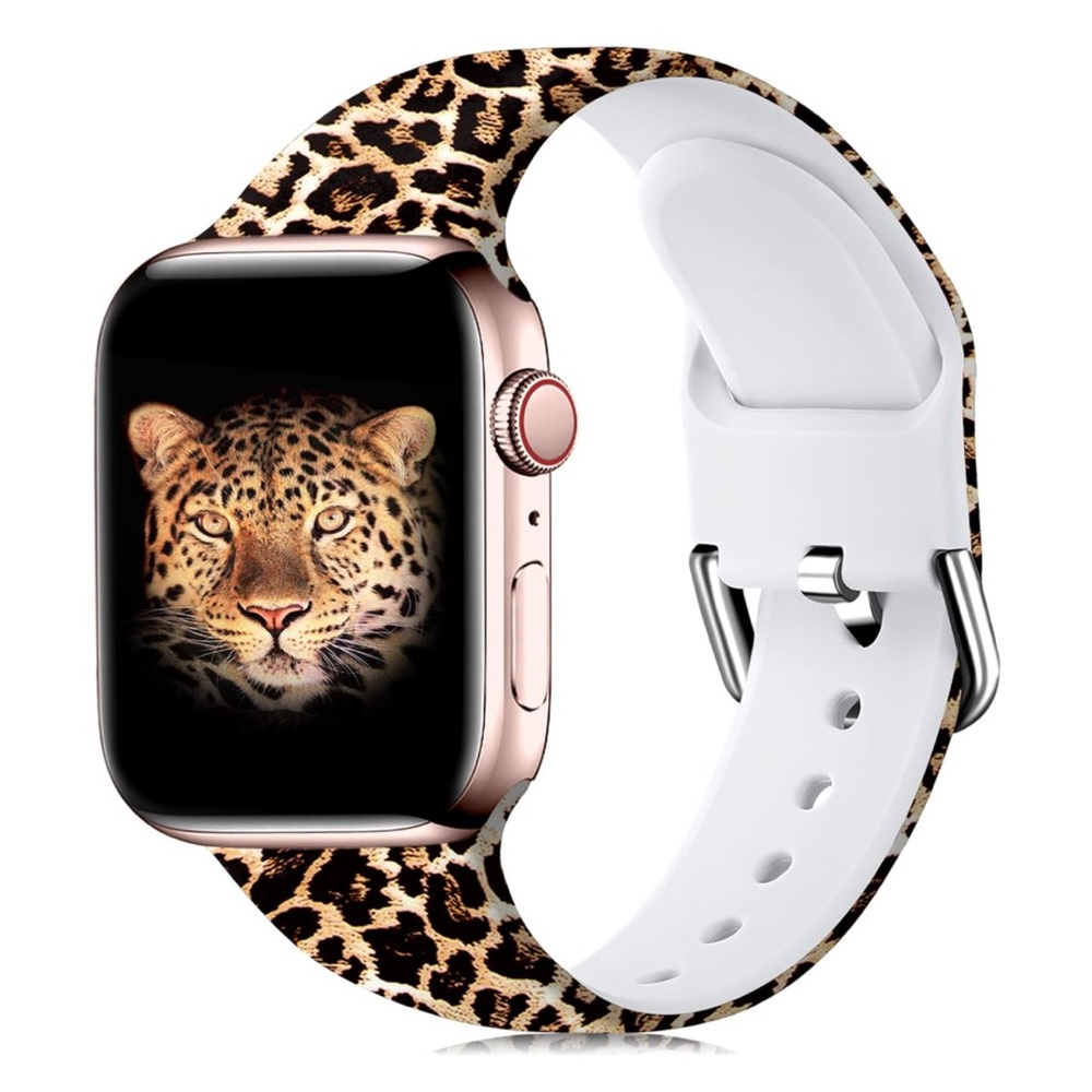 🆕 Leopard Animal Print Waterproof Silicone Apple Watch Band S/M 38mm/40mm